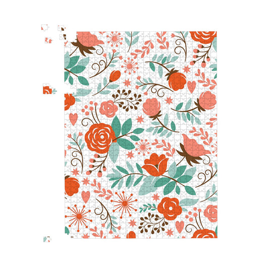 Orange Floral Pattern Jigsaw Puzzle