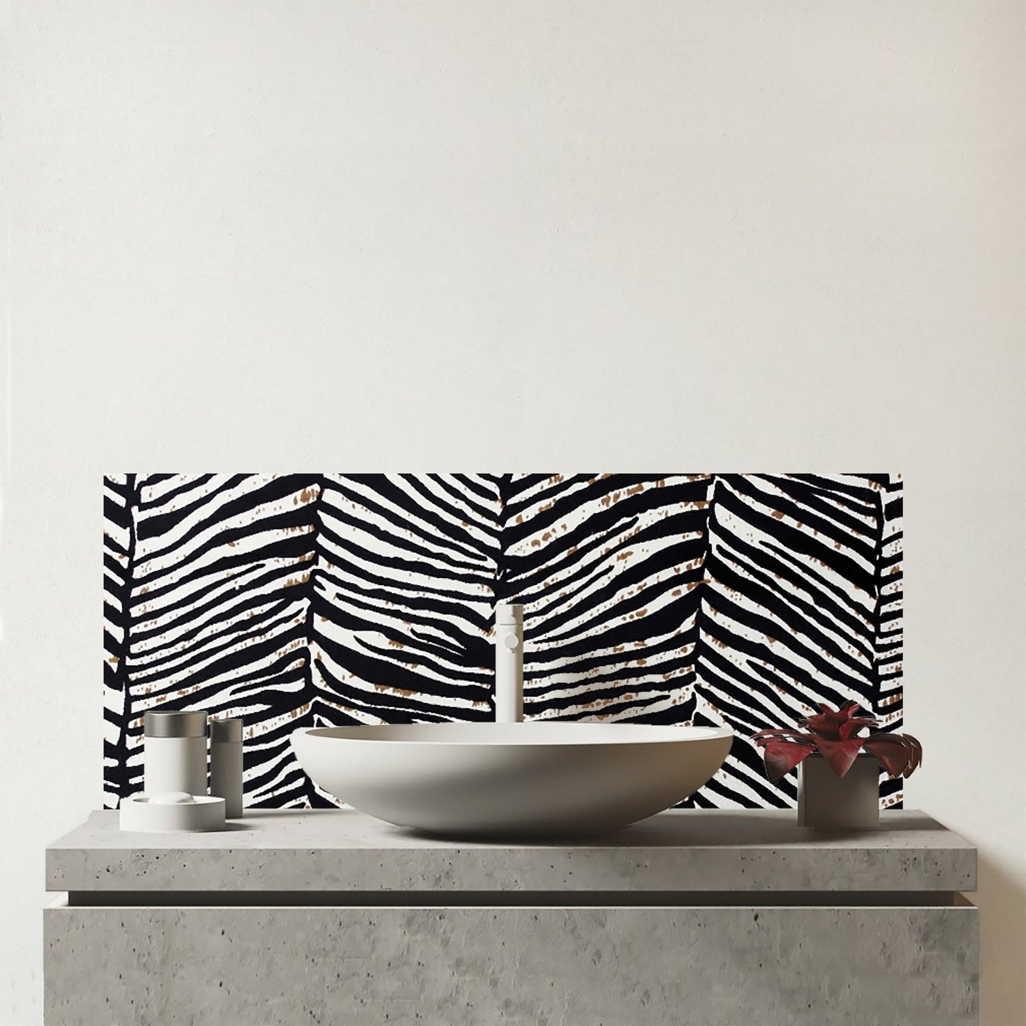 Zebra Pattern Glass Bathroom Splashback