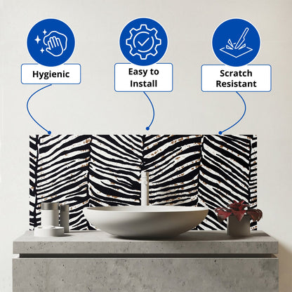 Zebra Pattern Glass Bathroom Splashback