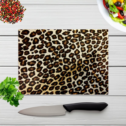 Leopard Hide Print Glass Chopping Board