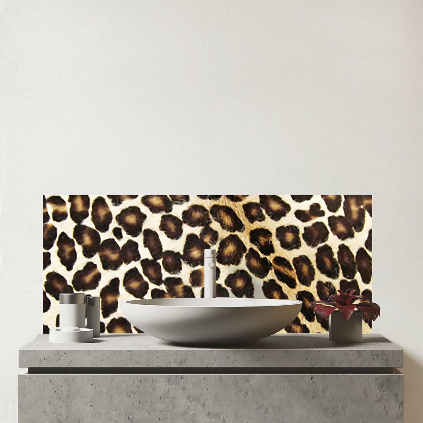 Leopard Hide Print Glass Bathroom Splashback