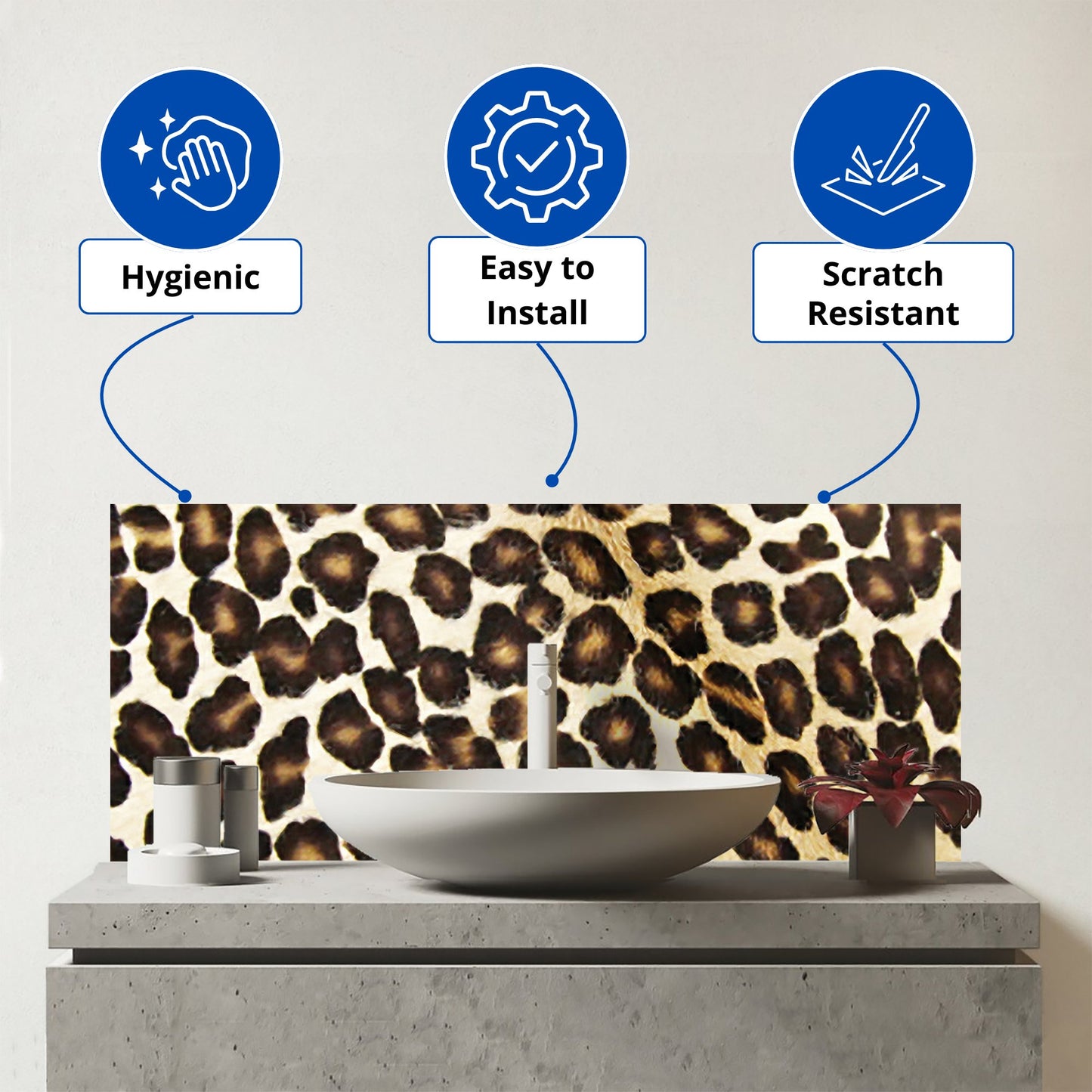 Leopard Hide Print Glass Bathroom Splashback