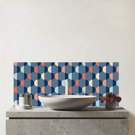 Geometric Pattern Glass Bathroom Splashback