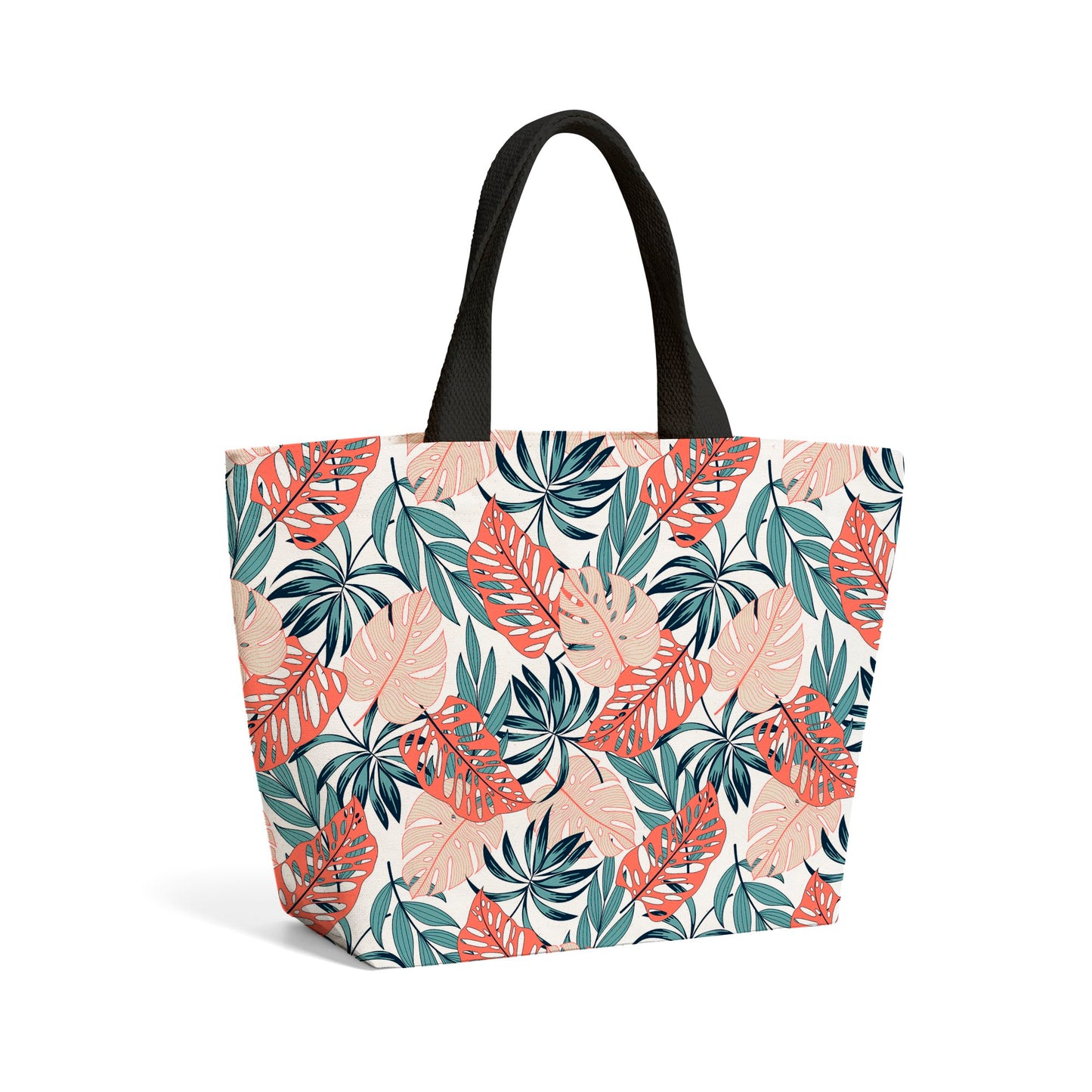 Tropical Leaf Pattern Beach Shopper Tote Bag