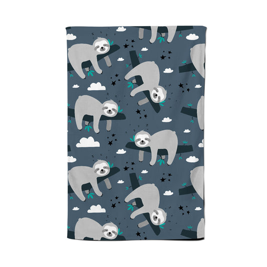 Sleeping Sloth Pattern Tea Towel