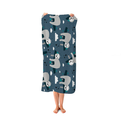 Sleeping Sloth Pattern Beach Towel