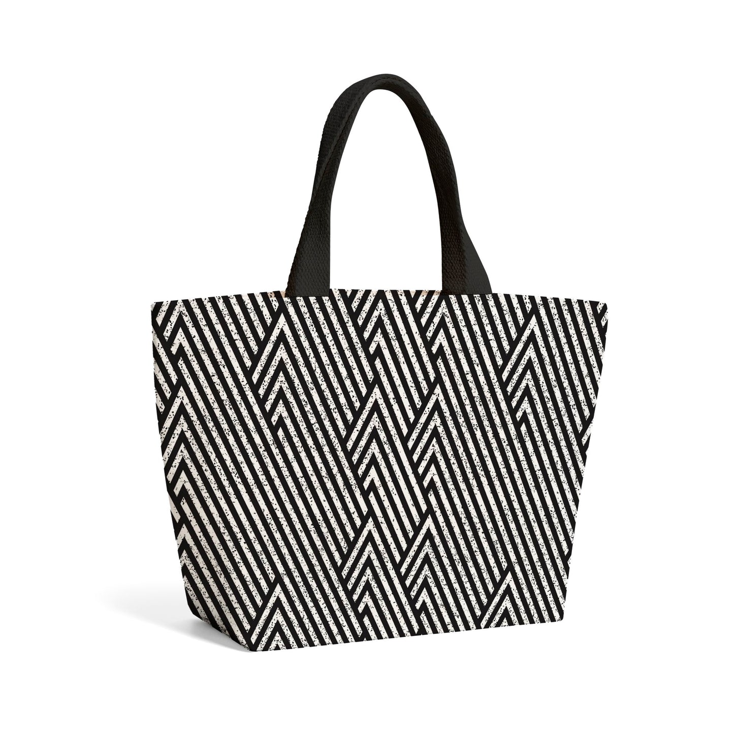 Oblique Black Grunge Pattern Beach Shopper Tote Bag