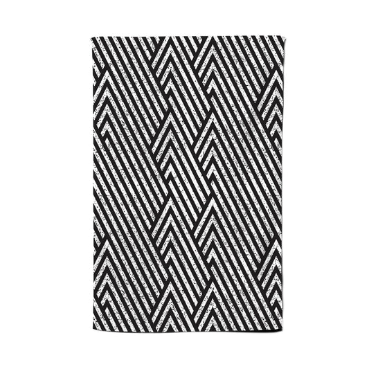 Oblique Black Grunge Pattern Tea Towel