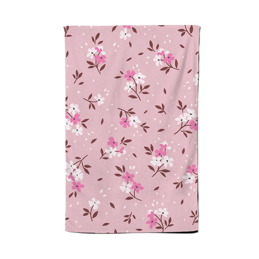 Pretty Pink Flower Pattern Tea Towel