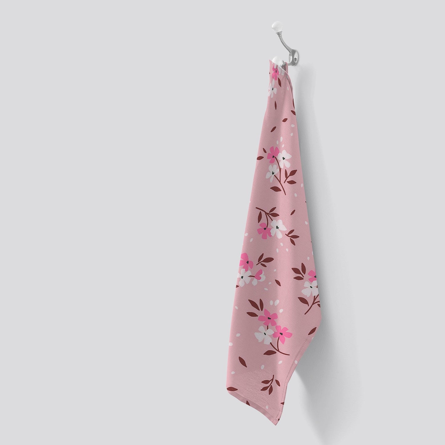 Pretty Pink Flower Pattern Tea Towel