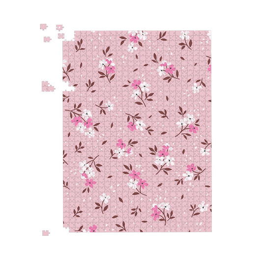 Pretty Pink Flower Pattern Jigsaw Puzzle