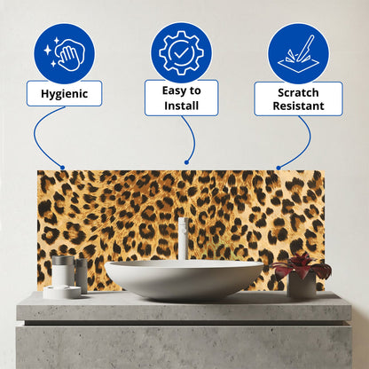 Wild Animal Pattern Glass Bathroom Splashback