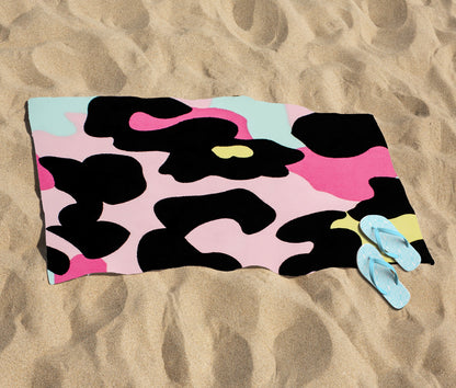 Colourful Leopard Print Beach Towel