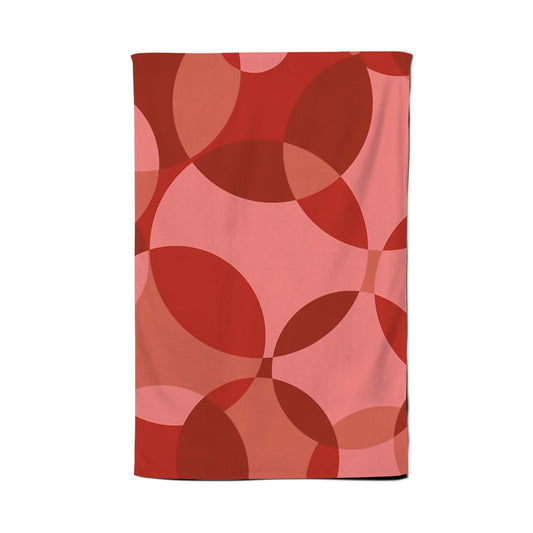 Red Circle Pattern Tea Towel