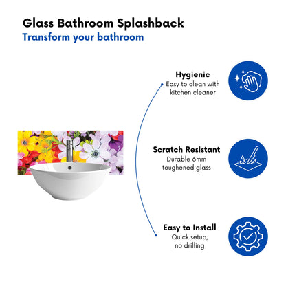 Spring Flowers Glass Bathroom Splashback