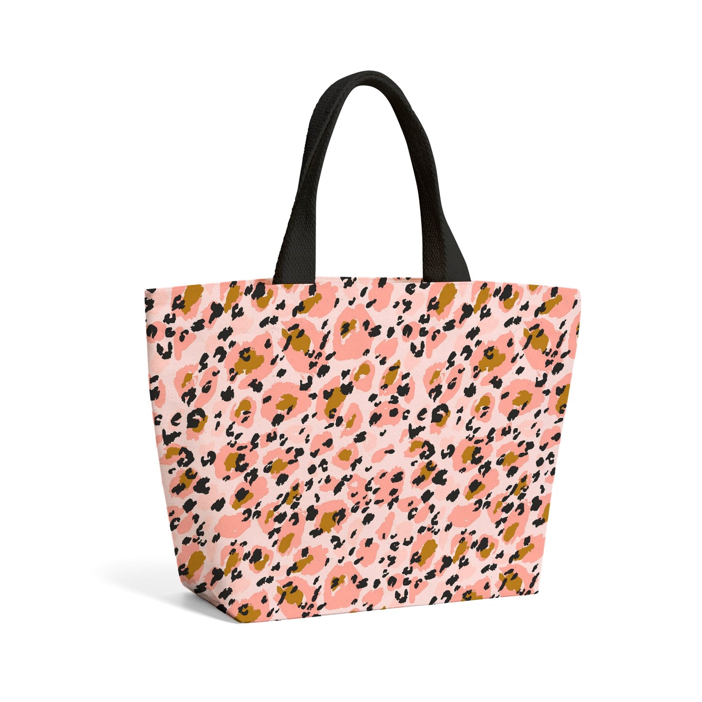 Hand Drawn Pink Leopard Print Beach Shopper Tote Bag