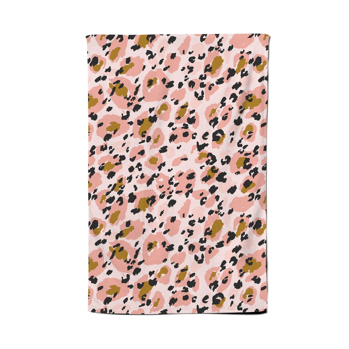 Hand Drawn Pink Leopard Print Tea Towel