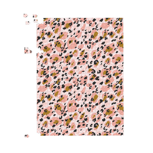 Hand Drawn Pink Leopard Print Jigsaw Puzzle