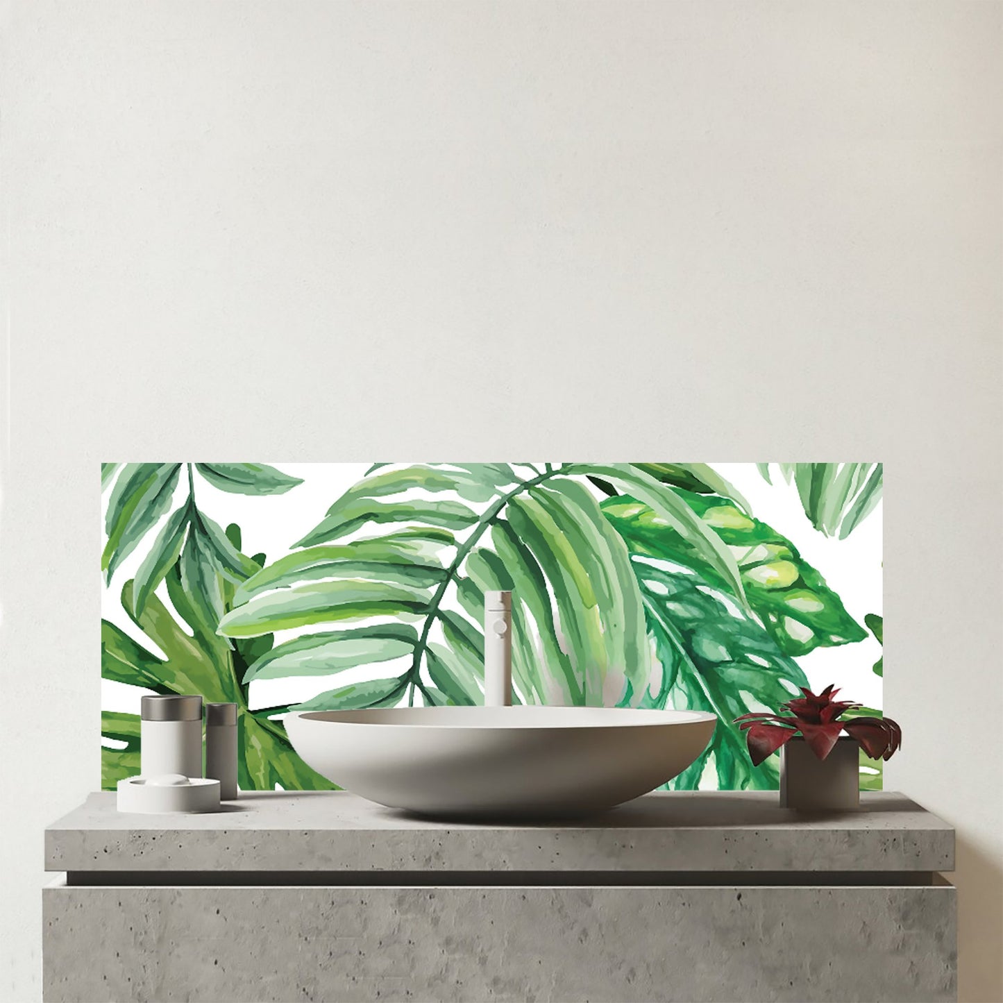 Exotic Rainforest Leaves Glass Bathroom Splashback