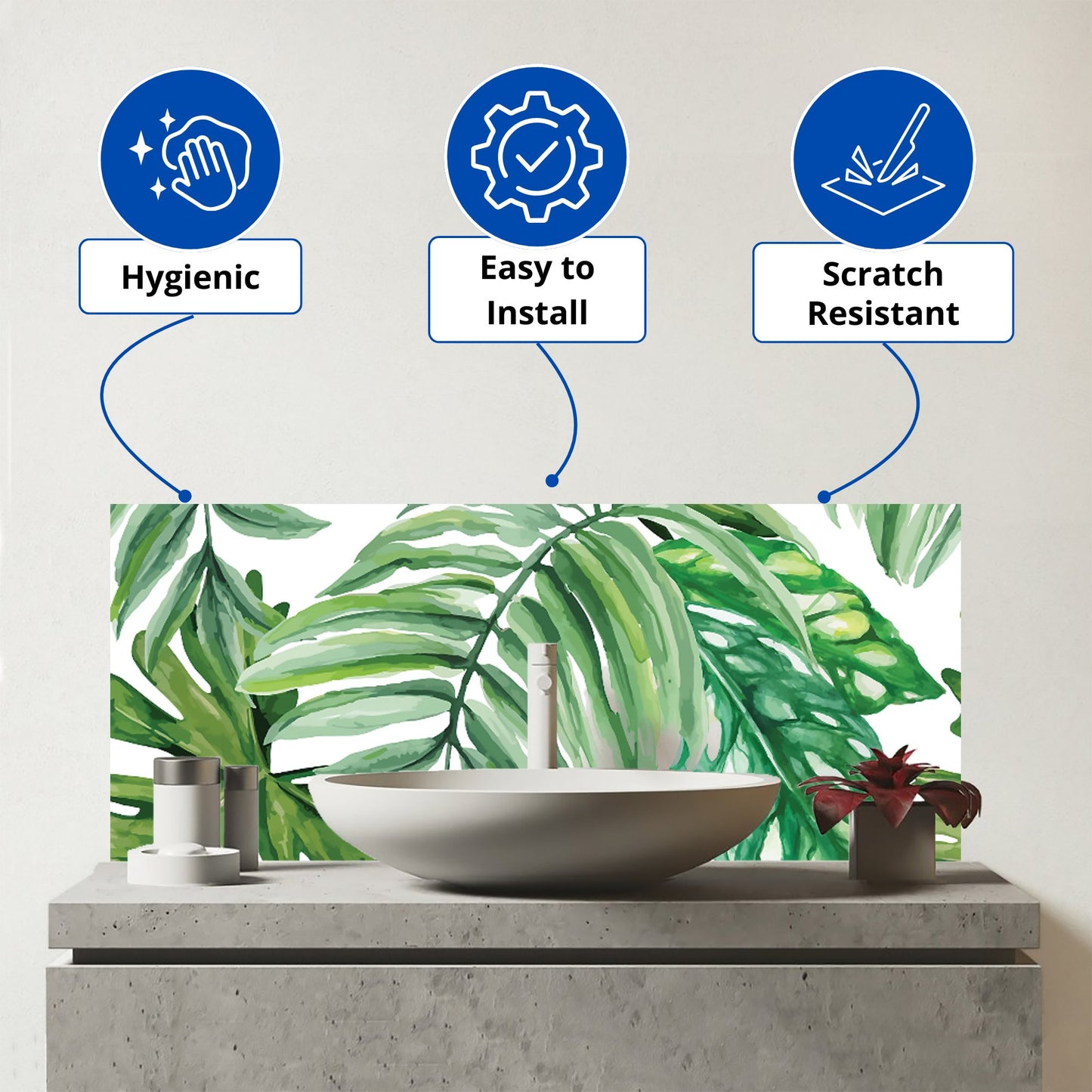 Exotic Rainforest Leaves Glass Bathroom Splashback