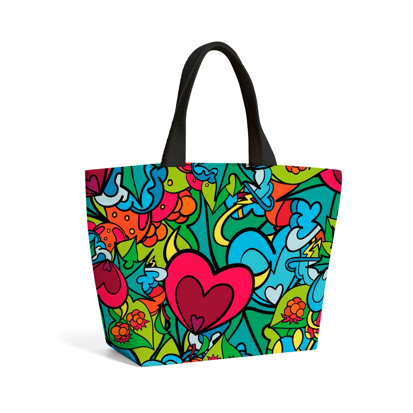 Hippie Psychedelic Pattern Beach Shopper Tote Bag