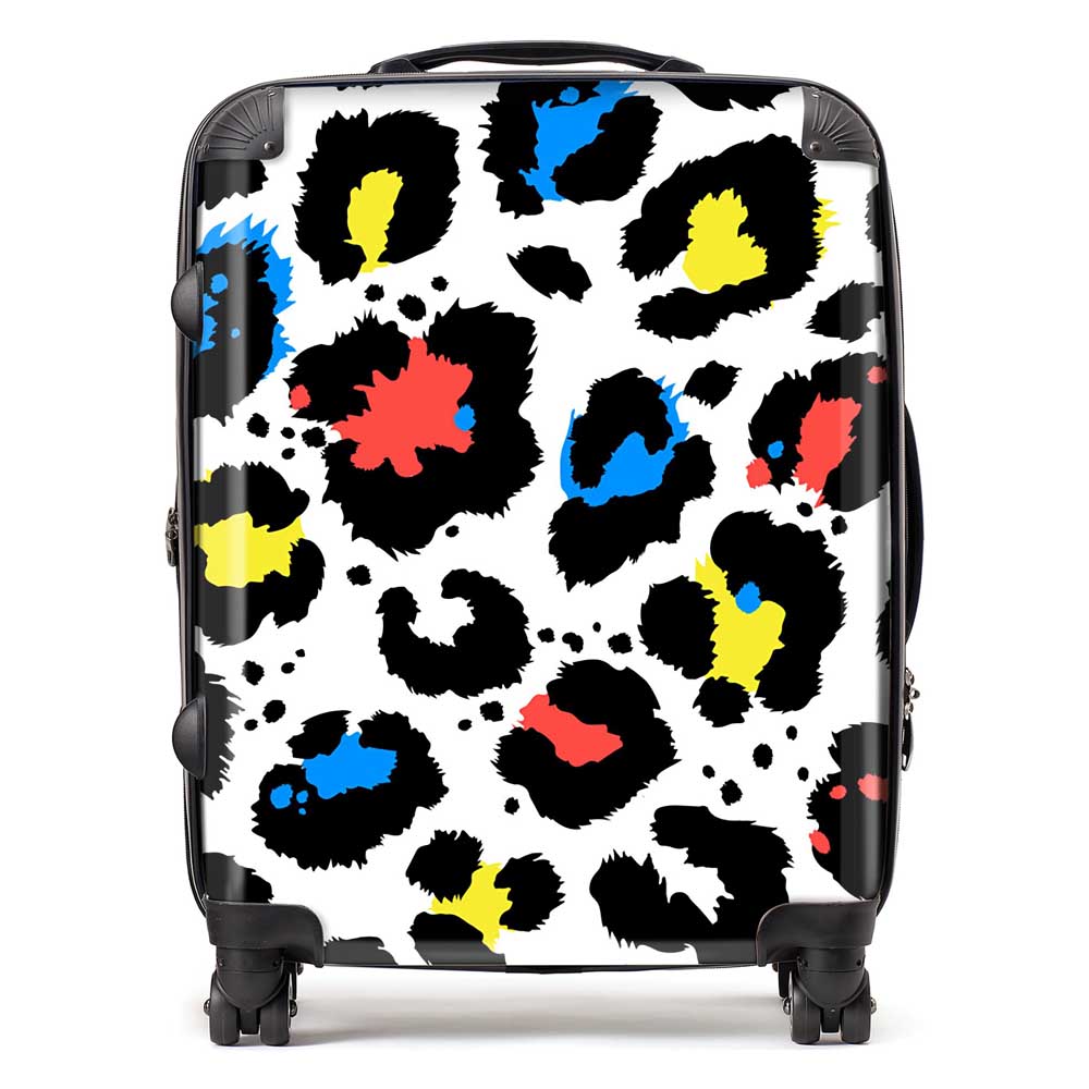 Coloured Leopard Print Suitcase