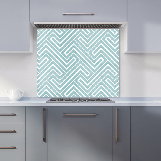 Blue And White Geometric Pattern Kitchen Splashback