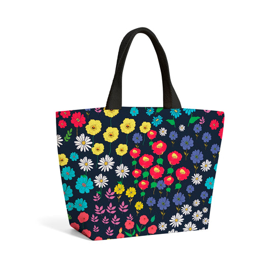 Multicoloured Flower Pattern Beach Shopper Tote Bag