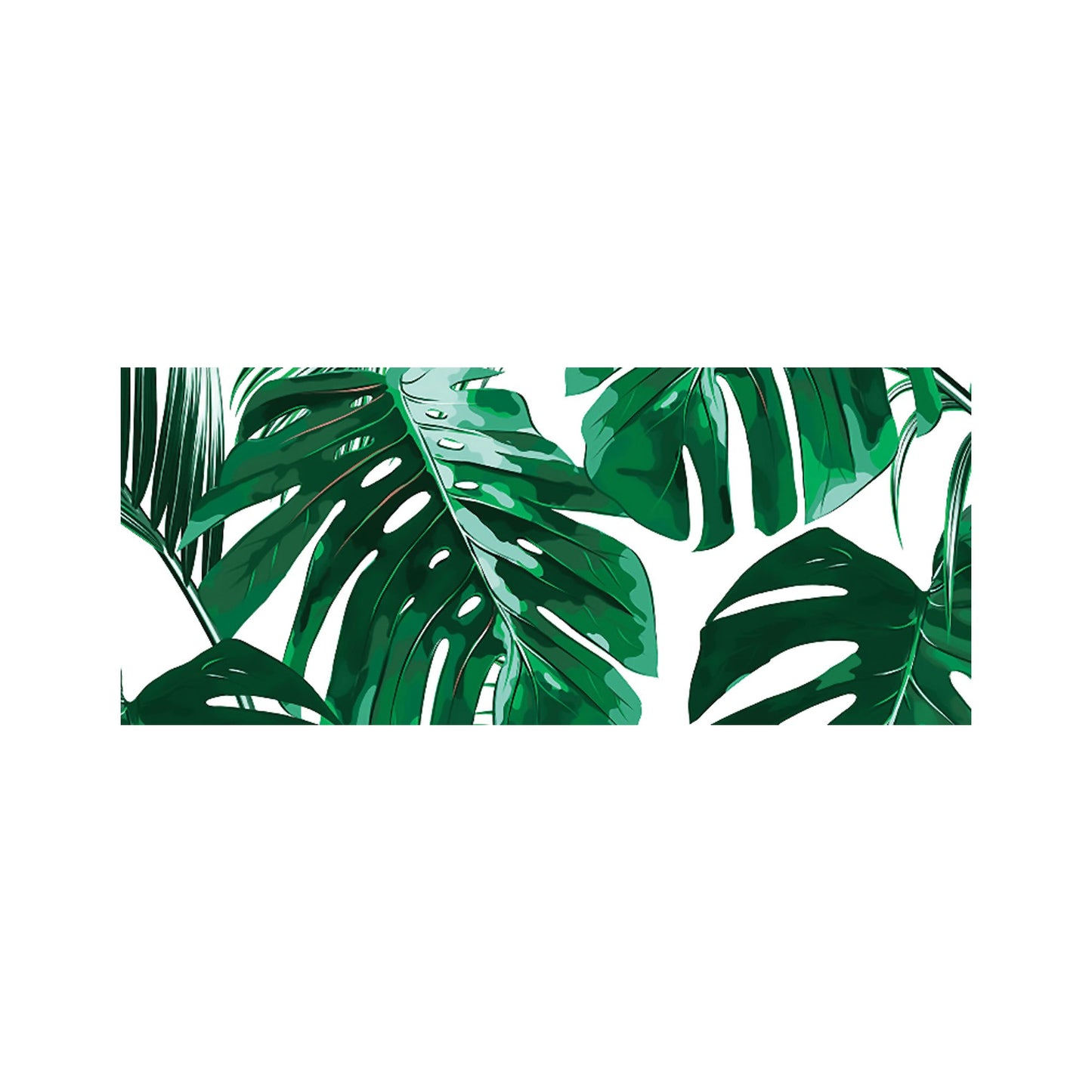 Tropical Jungle Leaf Pattern Glass Bathroom Splashback