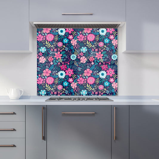 Cute Colourful Flower Pattern Kitchen Splashback