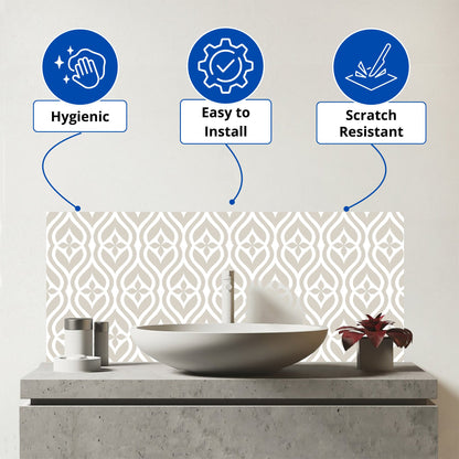 Abstract Ornament Pattern Glass Bathroom Splashback