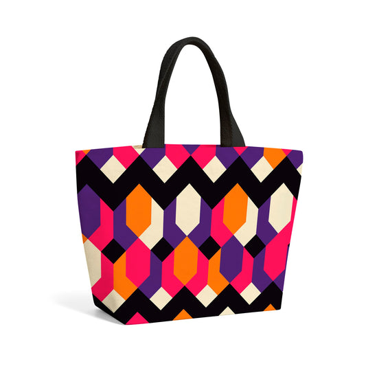 Coloured Abstract Pattern Beach Shopper Tote Bag