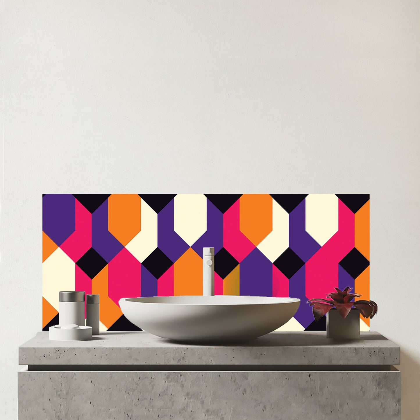 Coloured Abstract Pattern Glass Bathroom Splashback