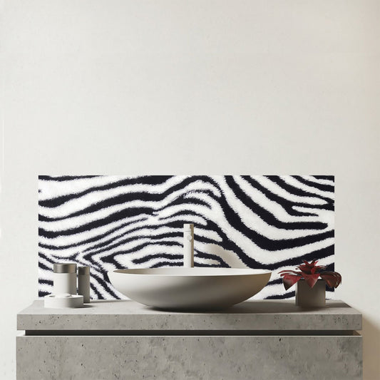 Zebra Texture Pattern Glass Bathroom Splashback