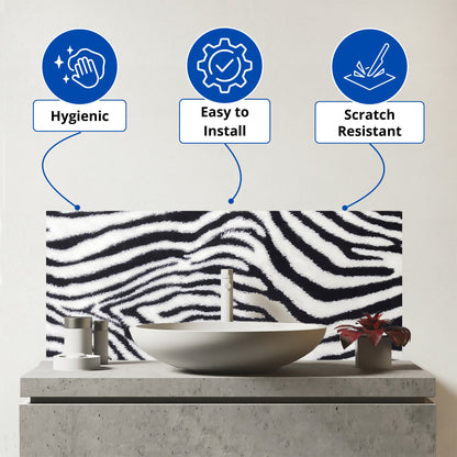 Zebra Texture Pattern Glass Bathroom Splashback