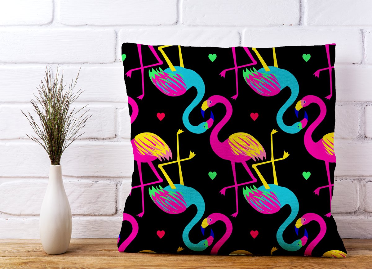 Vivid Flamingo Pattern Cushions