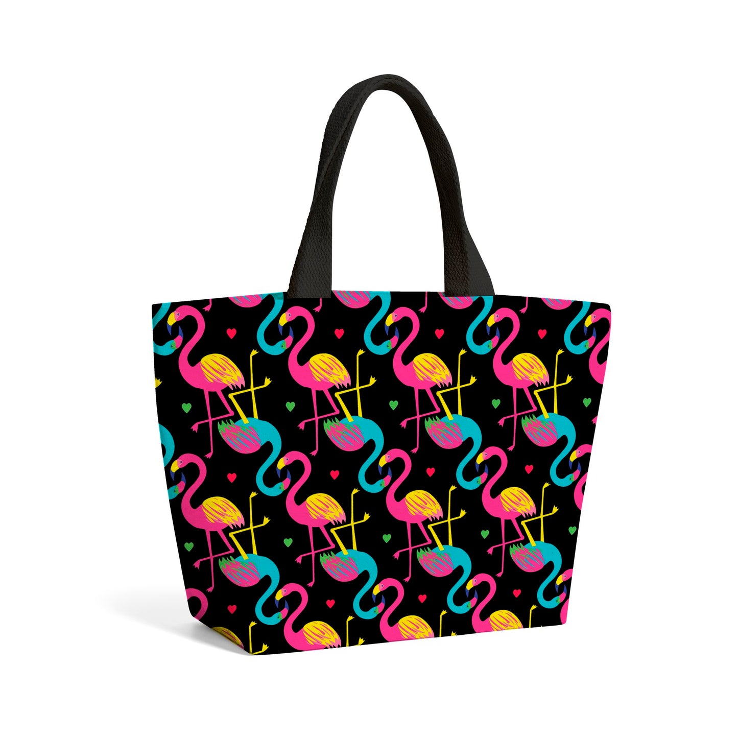 Vivid Flamingo Pattern Beach Shopper Tote Bag