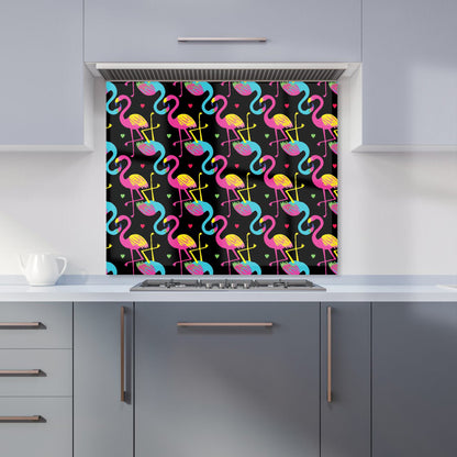 Vivid Flamingo Pattern Kitchen Splashback