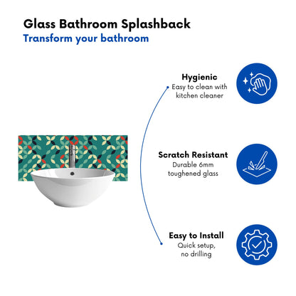 Geometric Pattern Design Glass Bathroom Splashback