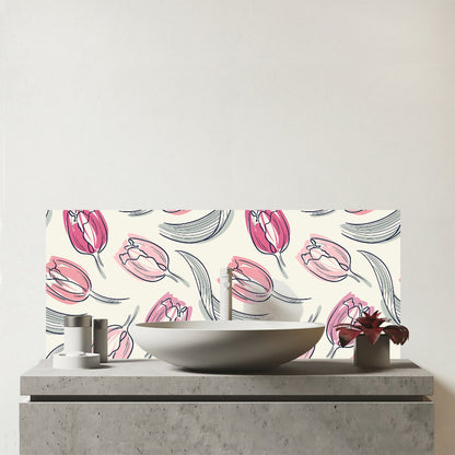 Tulips Glass Bathroom Splashback