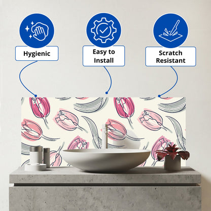 Tulips Glass Bathroom Splashback