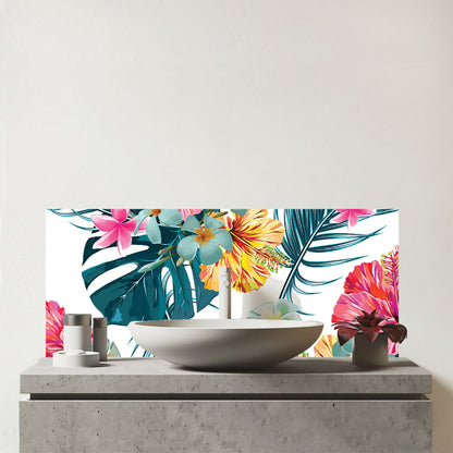 Spring Summer Flowers Glass Bathroom Splashback