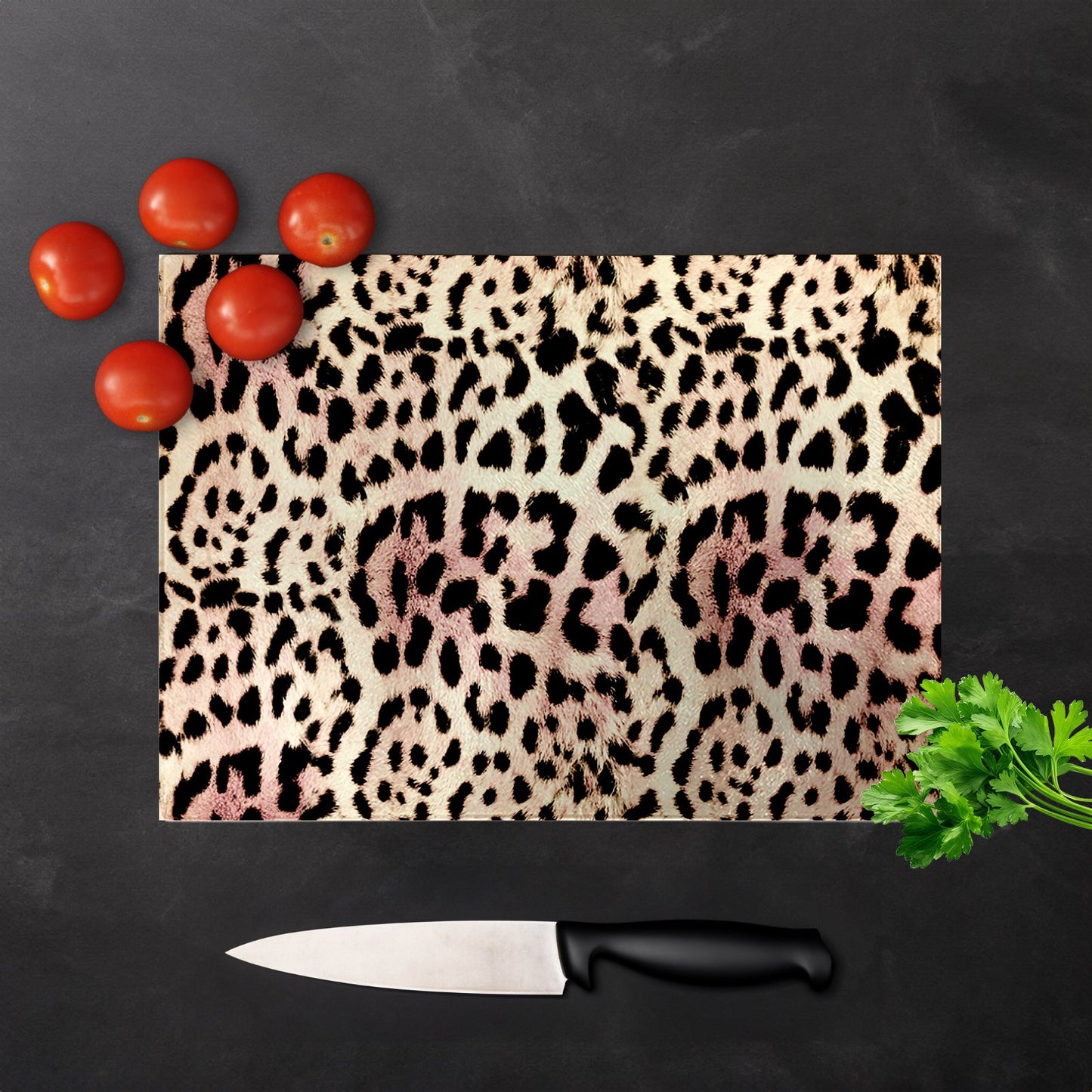 Leopard Hide Glass Chopping Board