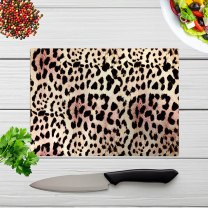 Leopard Hide Glass Chopping Board