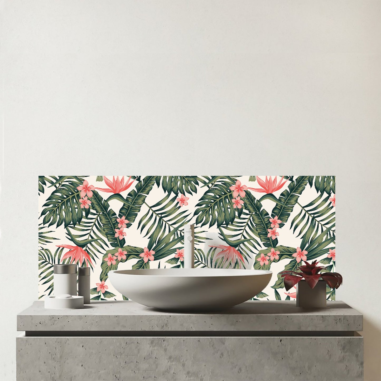 Dark Tropical Green Leaves Glass Bathroom Splashback