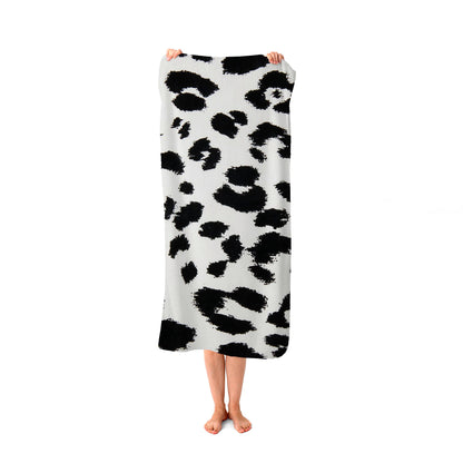 Black Leopard Print Beach Towel