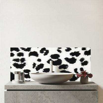 Black Leopard Print Glass Bathroom Splashback