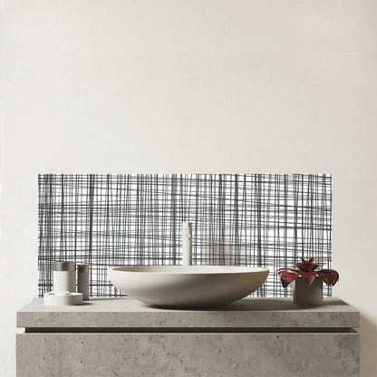 Monochrome Pencil Scribble Glass Bathroom Splashback