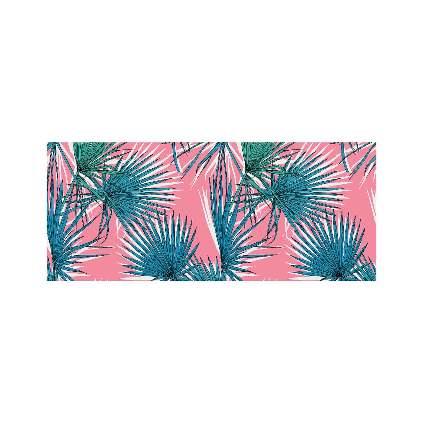 Pink Green Fan Palms Glass Bathroom Splashback