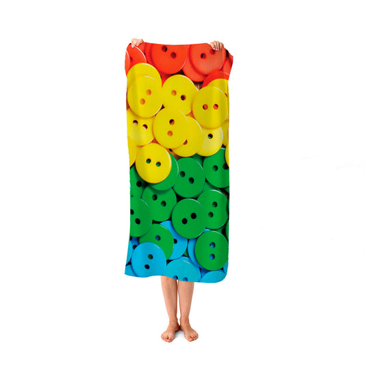 Colourful Buttons Pattern Beach Towel